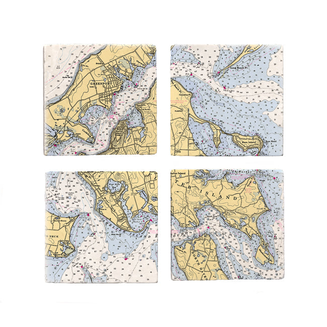 Personalized Nautical Chart Coaster Set