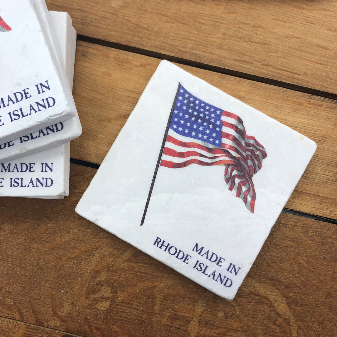 USA Flag / Made In RI- marble coaster