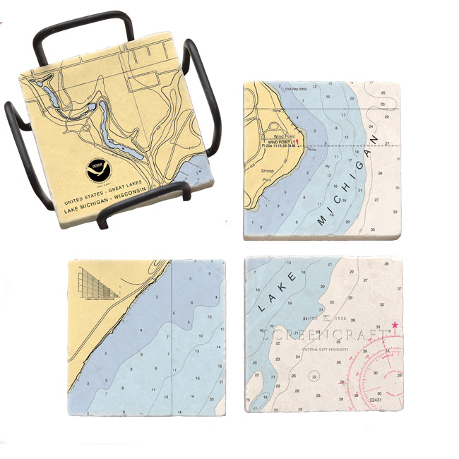Wind Point, Wisconsin Mural Coaster Set