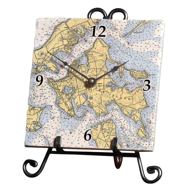 Shelter Island, NY- Marble Desk Clock