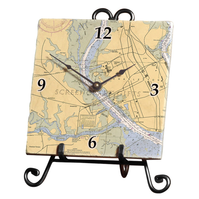 Ashley River, SC- Marble Desk Clock