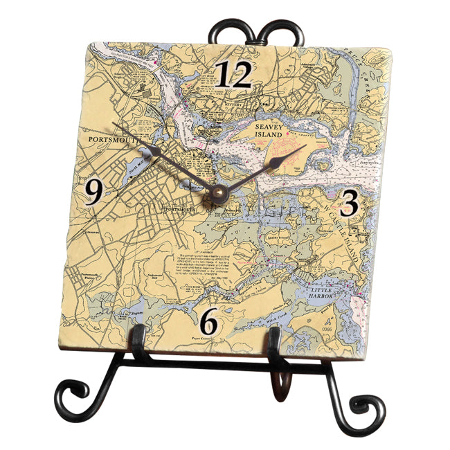 Portsmouth, NH - Marble Desk Clock