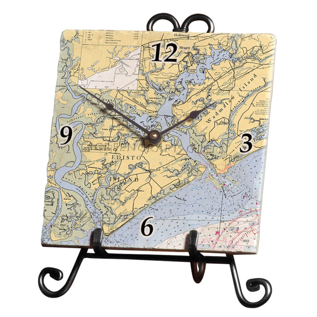 Edisto Island, SC - Marble Desk Clock