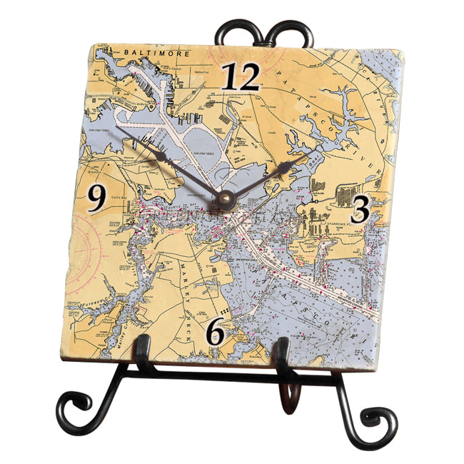 Baltimore, MD - Marble Desk Clock