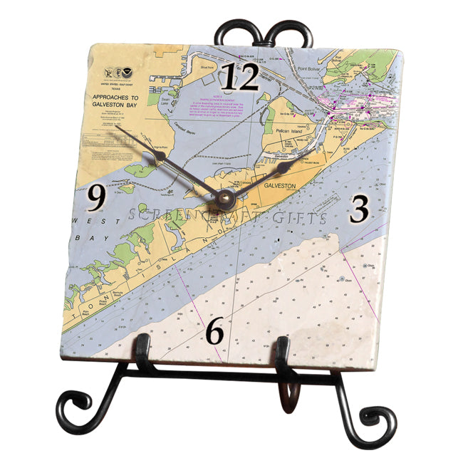 Galveston, TX - Marble Desk Clock