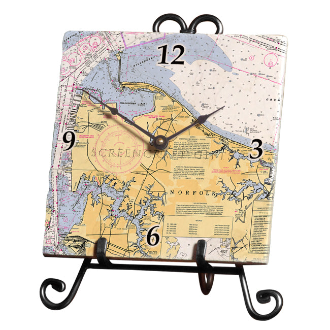 Norfolk, VA - Marble Desk Clock