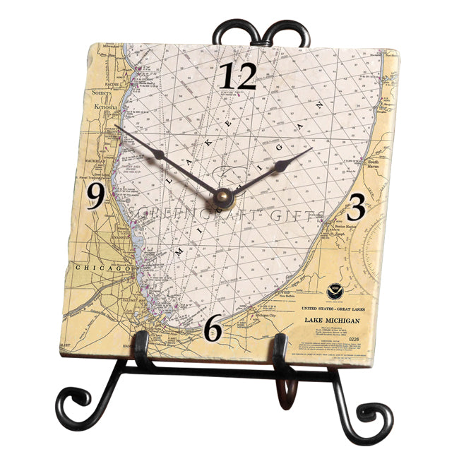 Lake Michigan -  Marble Desk Clock
