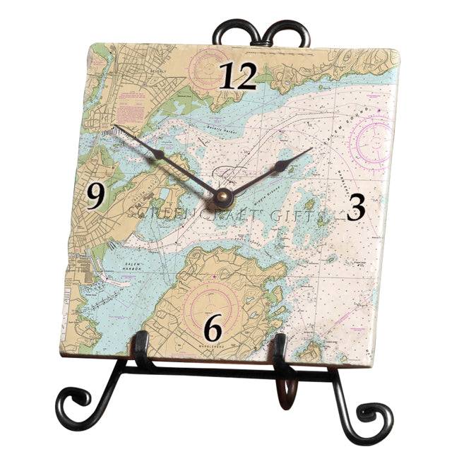 North Shore, MA - Marble Desk Clock
