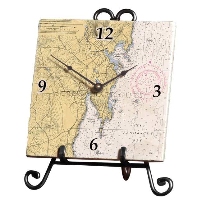 Rockport, ME - Marble Desk Clock