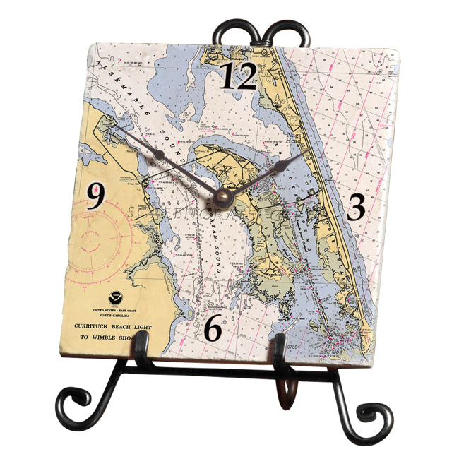 Roanoke Island, NC - Marble Desk Clock