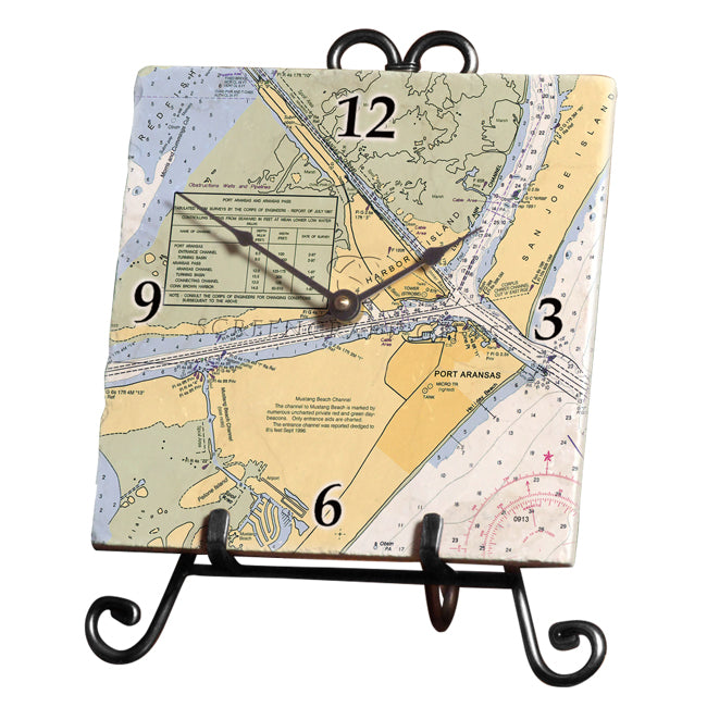 Port Aransas, TX - Marble Desk Clock