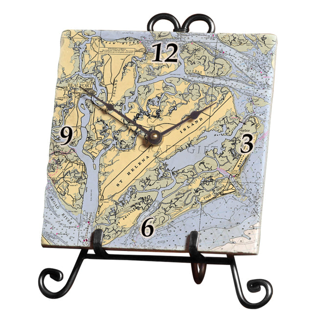 St. Helena, SC - Marble Desk Clock