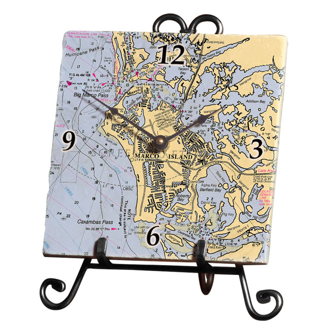 Marco Island, FL - Marble Desk Clock