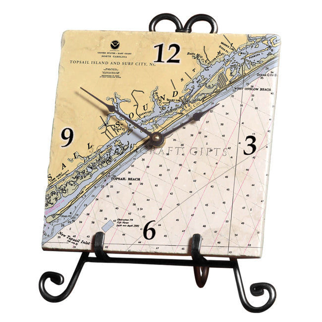 Surf City, NC  - Marble Desk Clock