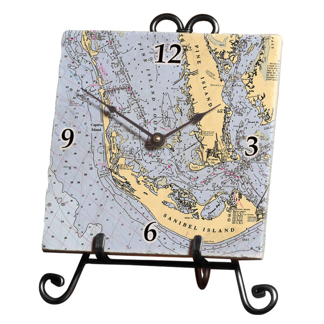 Sanibel Island, FL  - Marble Desk Clock
