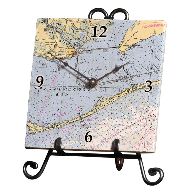 Apalachicola, FL- Marble Desk Clock