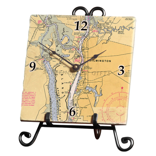Eagle Island, NC - Marble Desk Clock