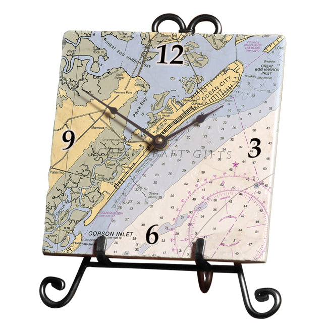 Ocean City, NJ- Marble Desk Clock