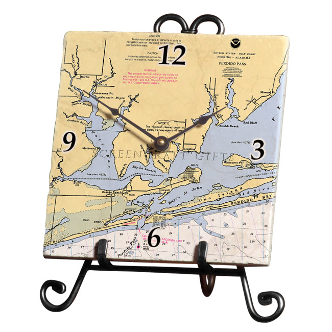 Orange Beach, AL - Marble Desk Clock