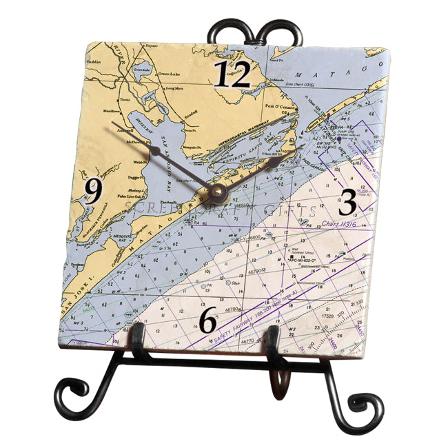 Matagorda Island, TX- Marble Desk Clock