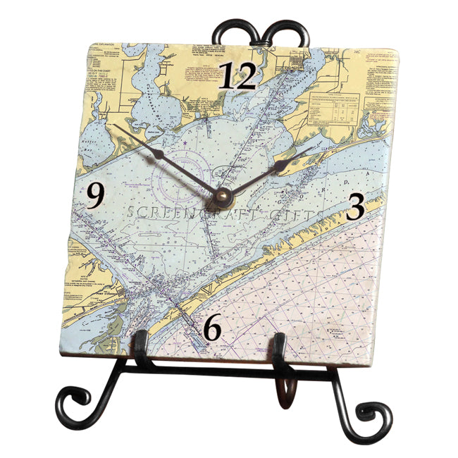 Matagorda Bay, TX- Marble Desk Clock