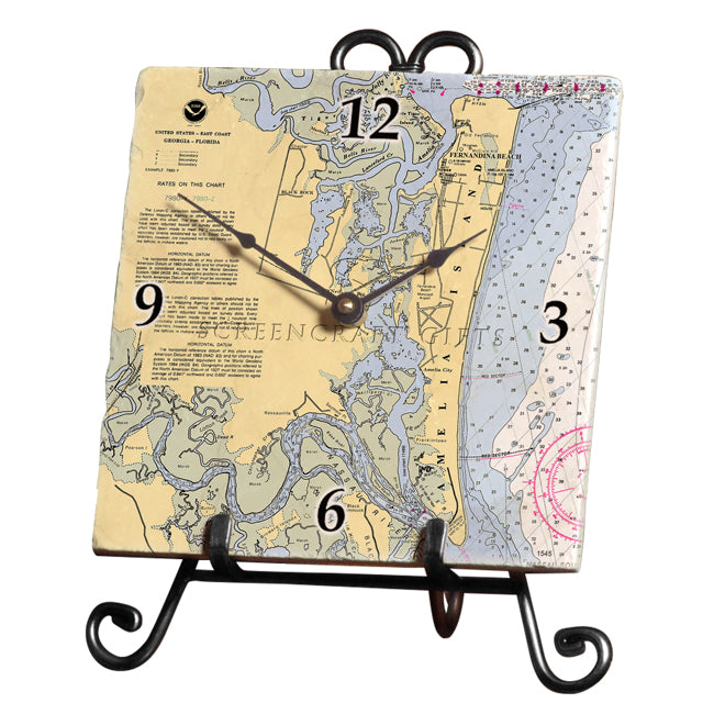 Amelia Island, FL - Marble Desk Clock