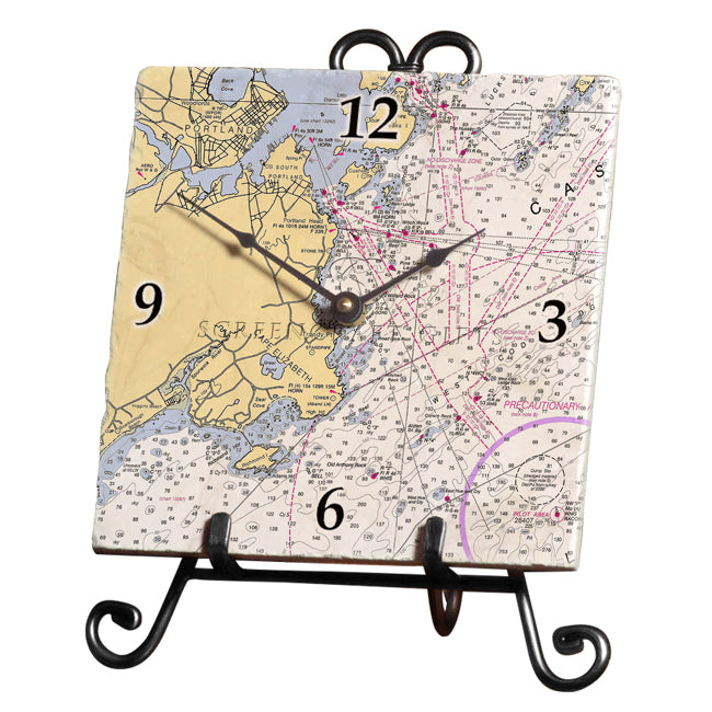 Cape Elizabeth, ME - Marble Desk Clock