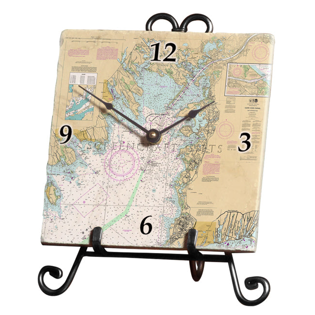 Buzzards Bay,  MA - Marble Desk Clock