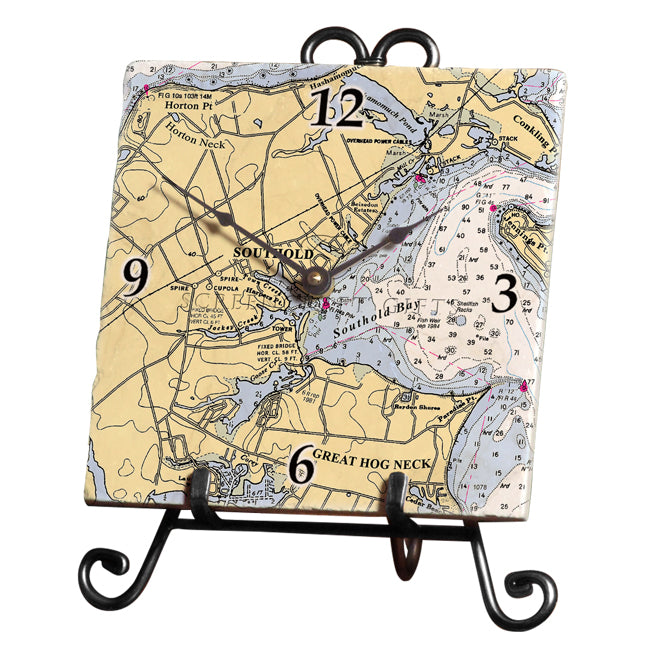 Southold, NY - Marble Desk Clock