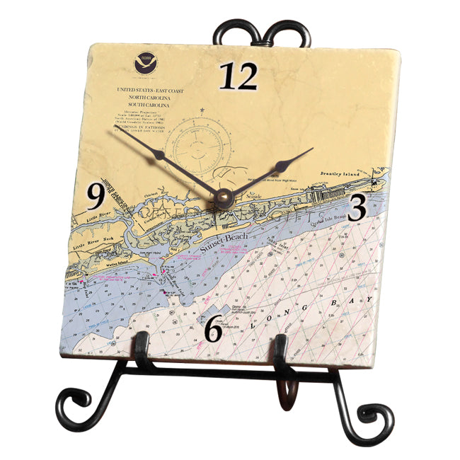 Sunset Beach, NC - Marble Desk Clock