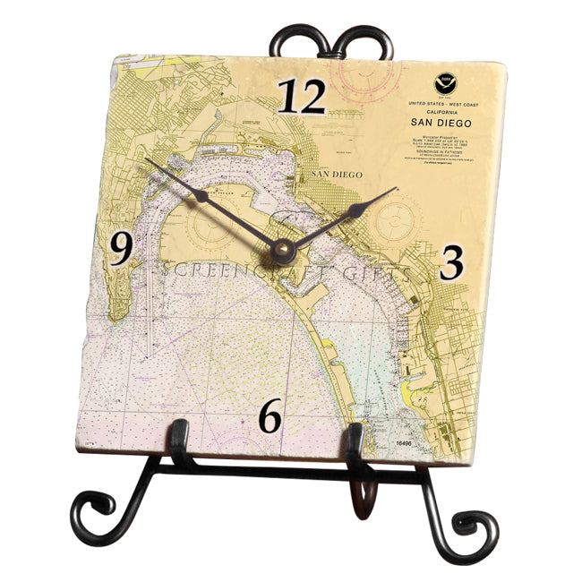 San Diego, CA -  Marble Desk Clock