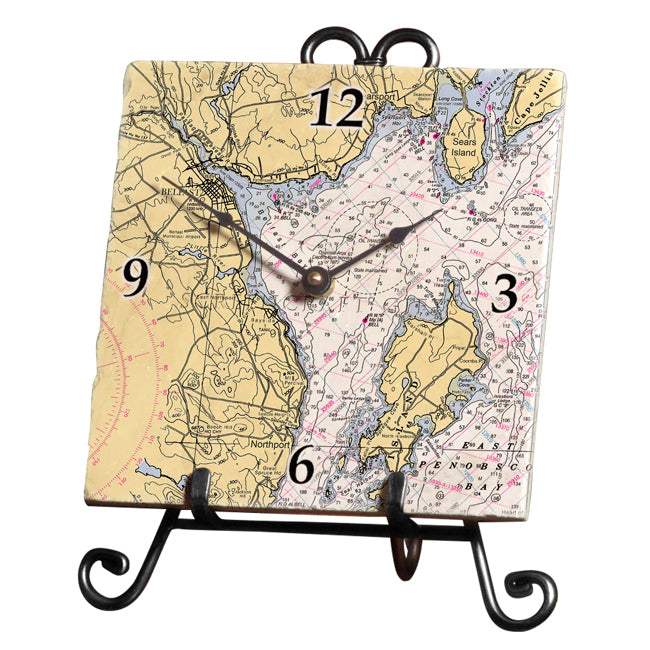 Belfast, ME  - Marble Desk Clock