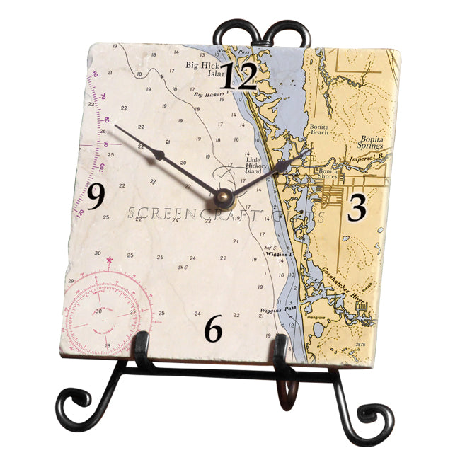 Bonita Springs, FL - Marble Desk Clock