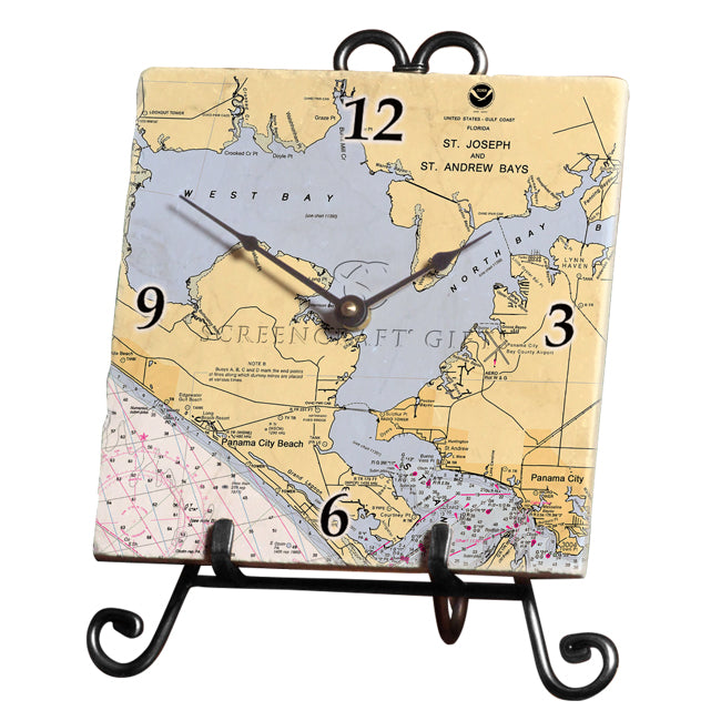 Panama City Beach, FL - Marble Desk Clock