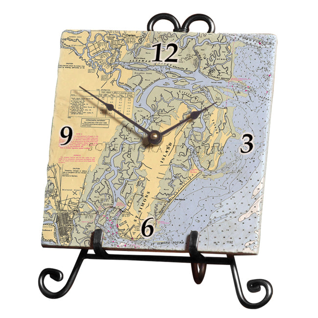 St. Simons Island, GA - Marble Desk Clock
