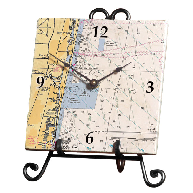 Deerfield Beach, FL - Marble Desk Clock