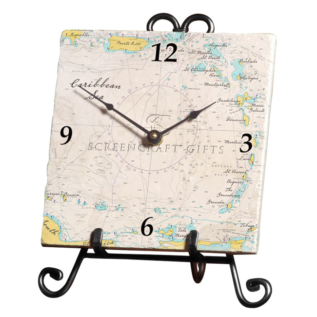 The Caribbean Sea- Marble Desk Clock