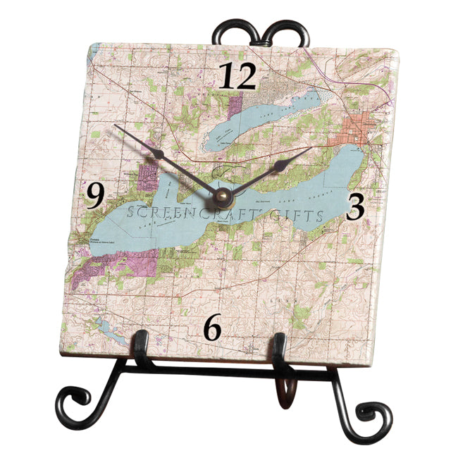 Lake Geneva, WI - Marble Desk Clock