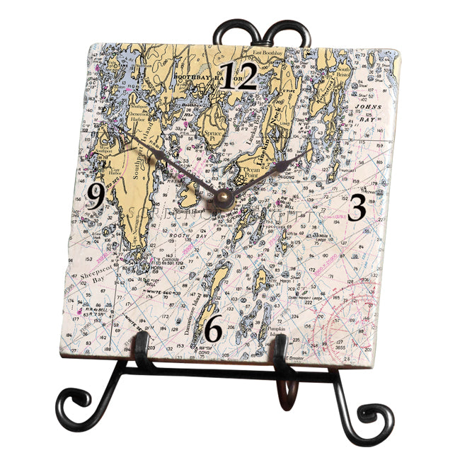 Boothbay Harbor, ME- Marble Desk Clock