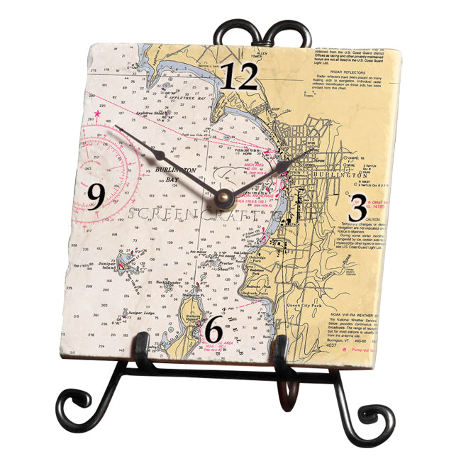 Burlington, VT - Marble Desk Clock