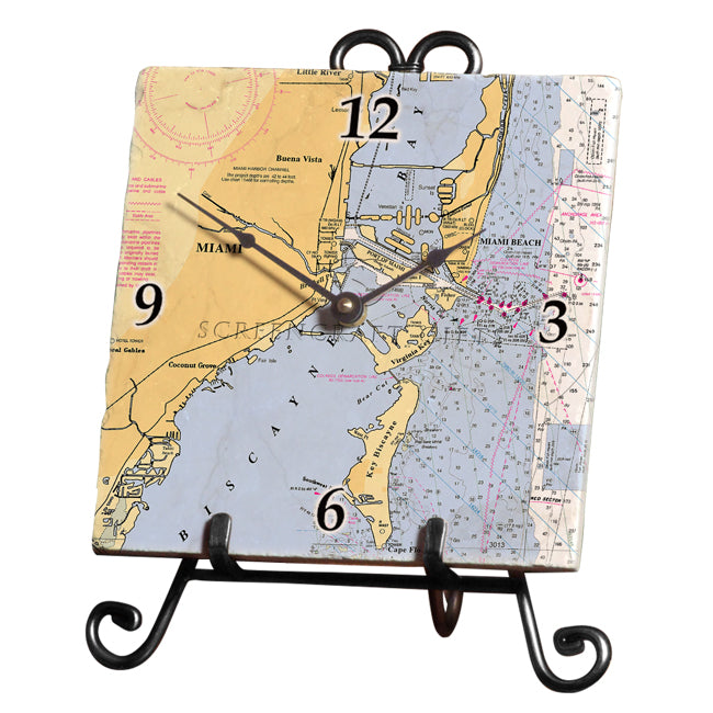 Miami, FL - Marble Desk Clock