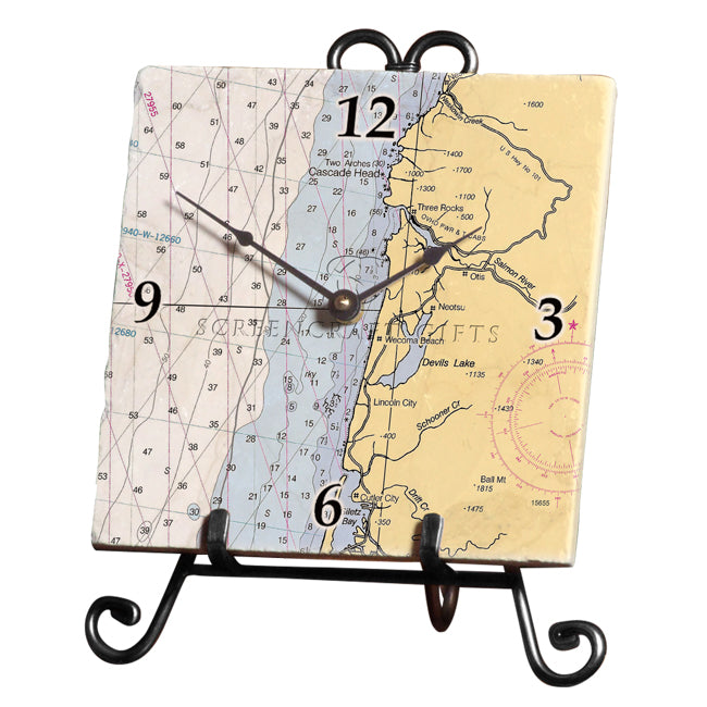 Lincoln City, OR - Marble Desk Clock