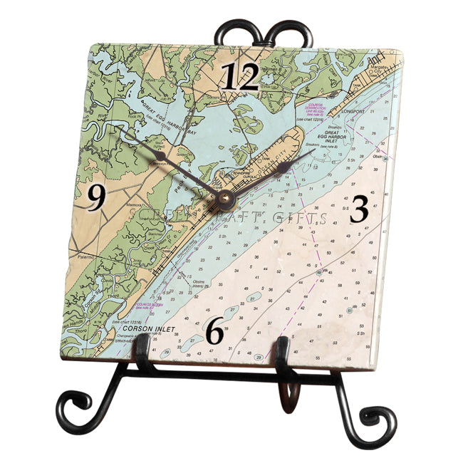 Ocean City, NJ - Marble Desk Clock