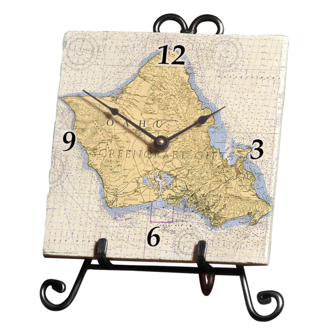 Oahu, HI- Marble Desk Clock