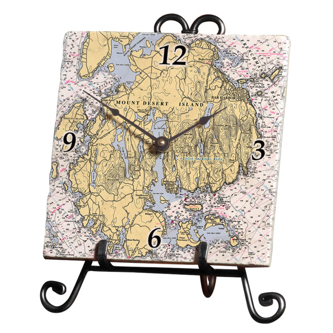 Mount Desert Island, ME - Marble Desk Clock