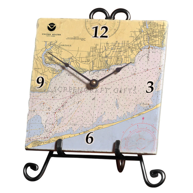 Sayville, NY-  Marble Desk Clock