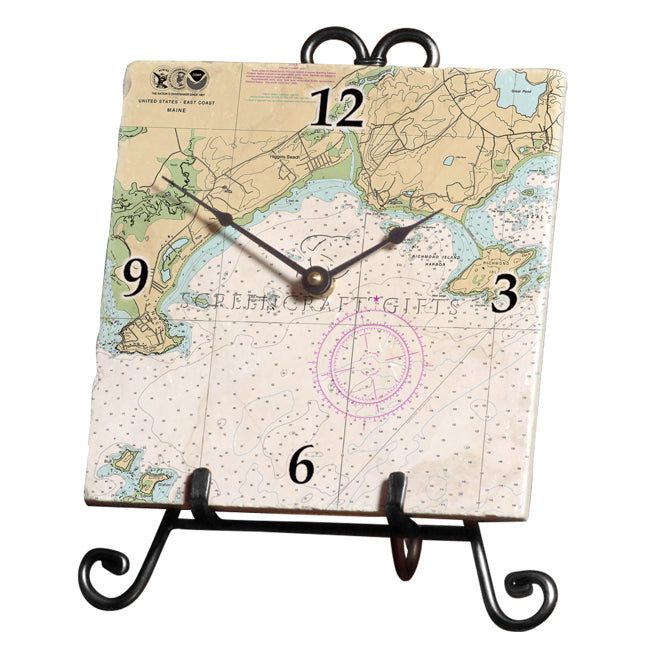 Scarborough, ME  - Marble Desk Clock