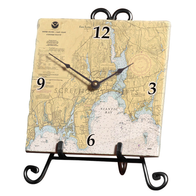 Niantic, CT - Marble Desk Clock