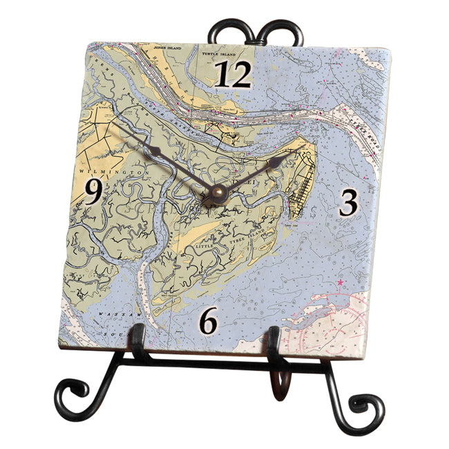 Tybee Island, GA  - Marble Desk Clock