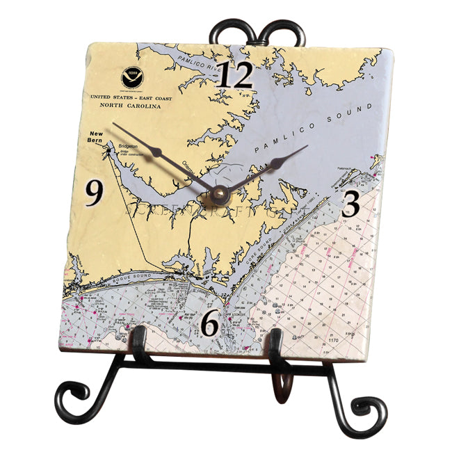 New Bern, NC - Marble Desk Clock